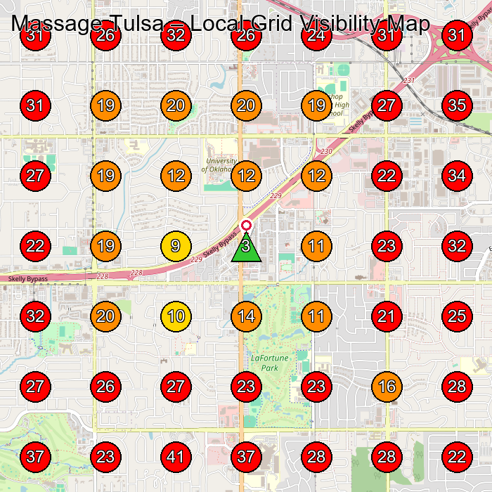 Massage Tulsa GeoGrid visibility map for Massage Spa in Tulsa